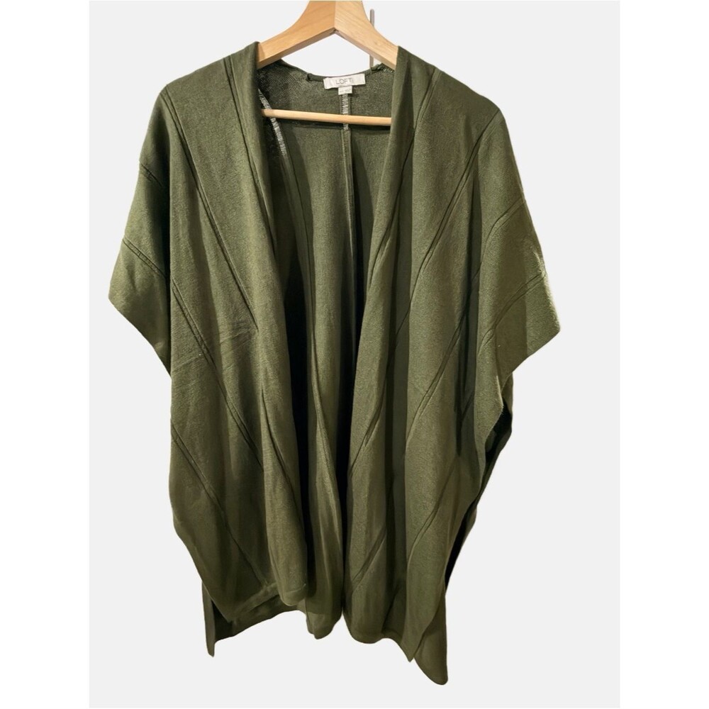 LOFT Olive Open-Front Draped Kimono Cardigan